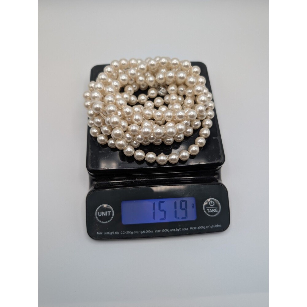 Vtg 1960s Opera Length 90" Japan Endless Glass Faux Pearls Hand Knotted Necklace - Picture 10 of 10